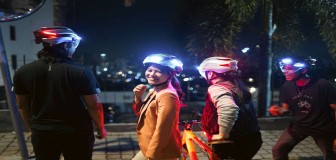 Bicycle helmet with light